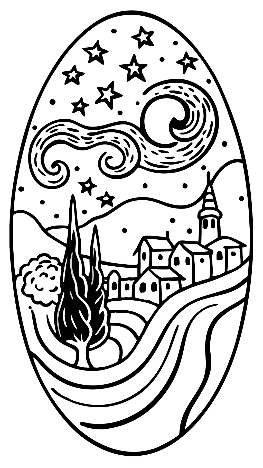 starry night coloring page